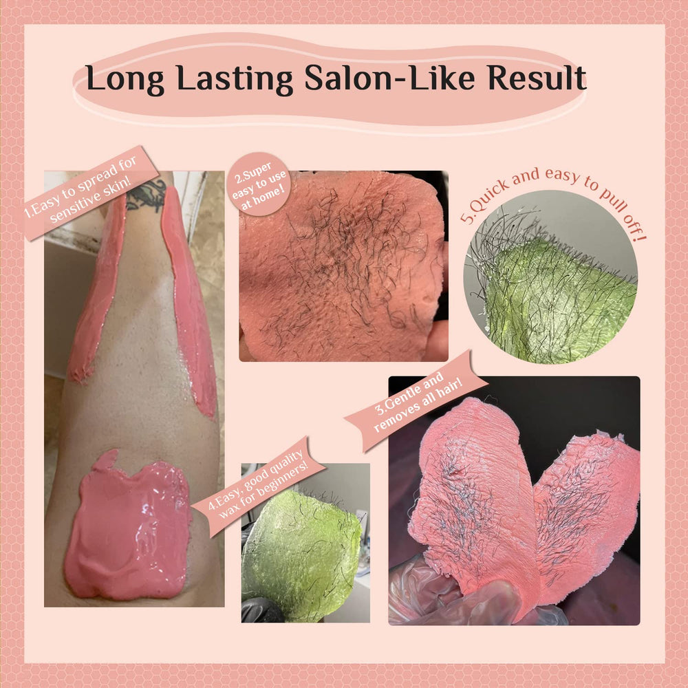 GIRLEARLE rose wax beads for effective hair capture on coarse hair