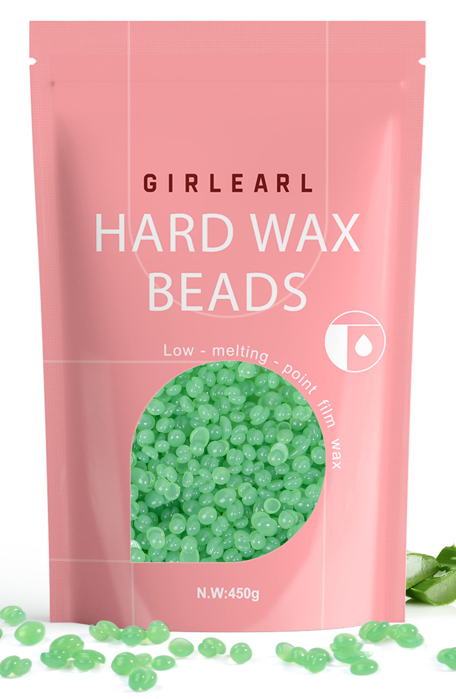 GIRLEARLE Wax Beads with Aloe Vera for smooth at-home waxing.