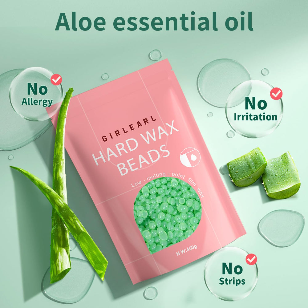 GIRLEARLE Aloe Vera wax beads used for precise eyebrow waxing.