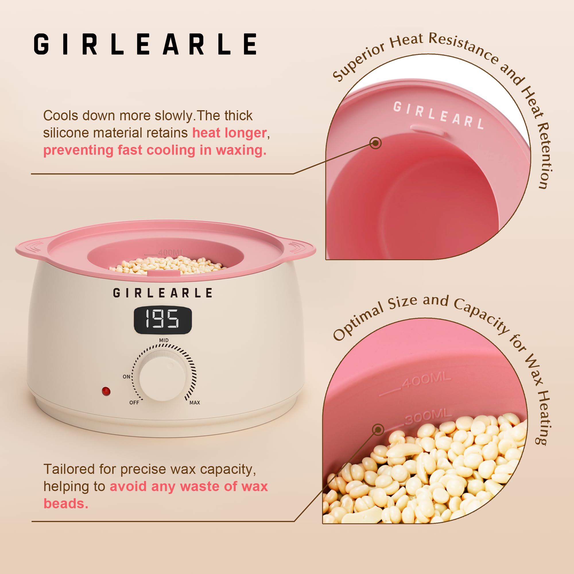GIRLEARLE wooden applicators in three sizes for versatile waxing applications