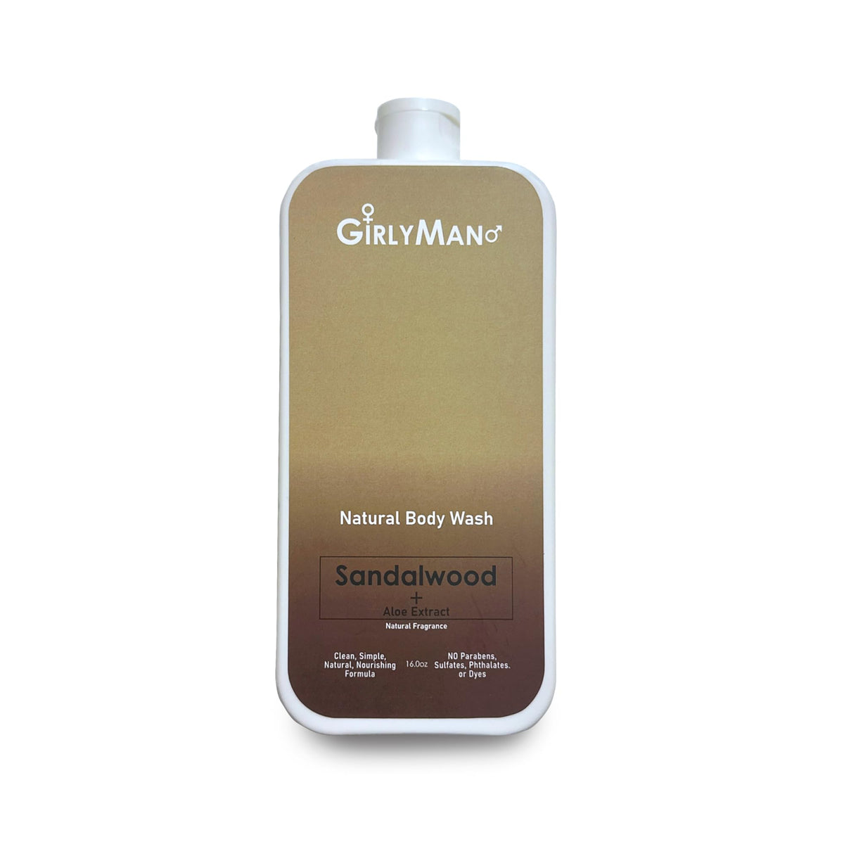 GirlyMan Natural Body Wash bottle pour demonstrates easy, soothing application for a spa-like cleanse.
