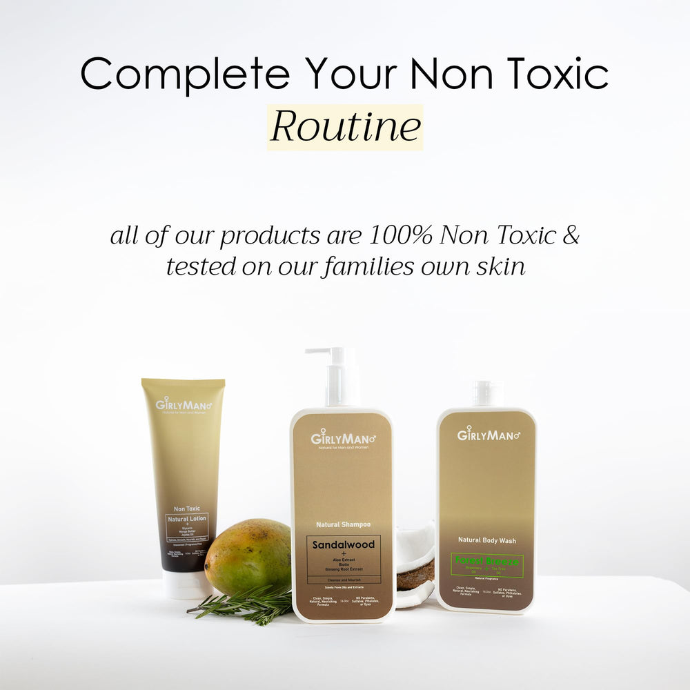 GirlyMan Natural Body Wash sandalwood aroma lifts everyday routines with calming notes.
