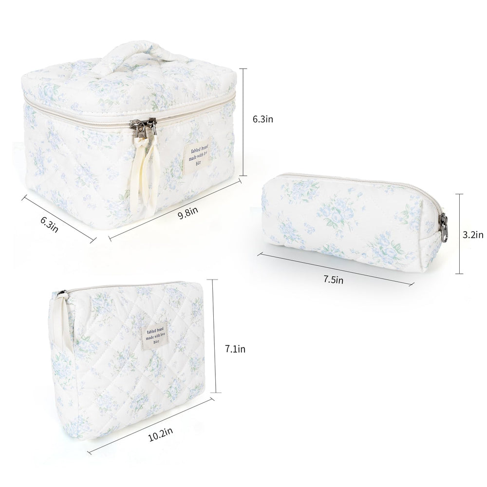 GISMTR makeup bag set of 3 pieces stacked for storage ideas.