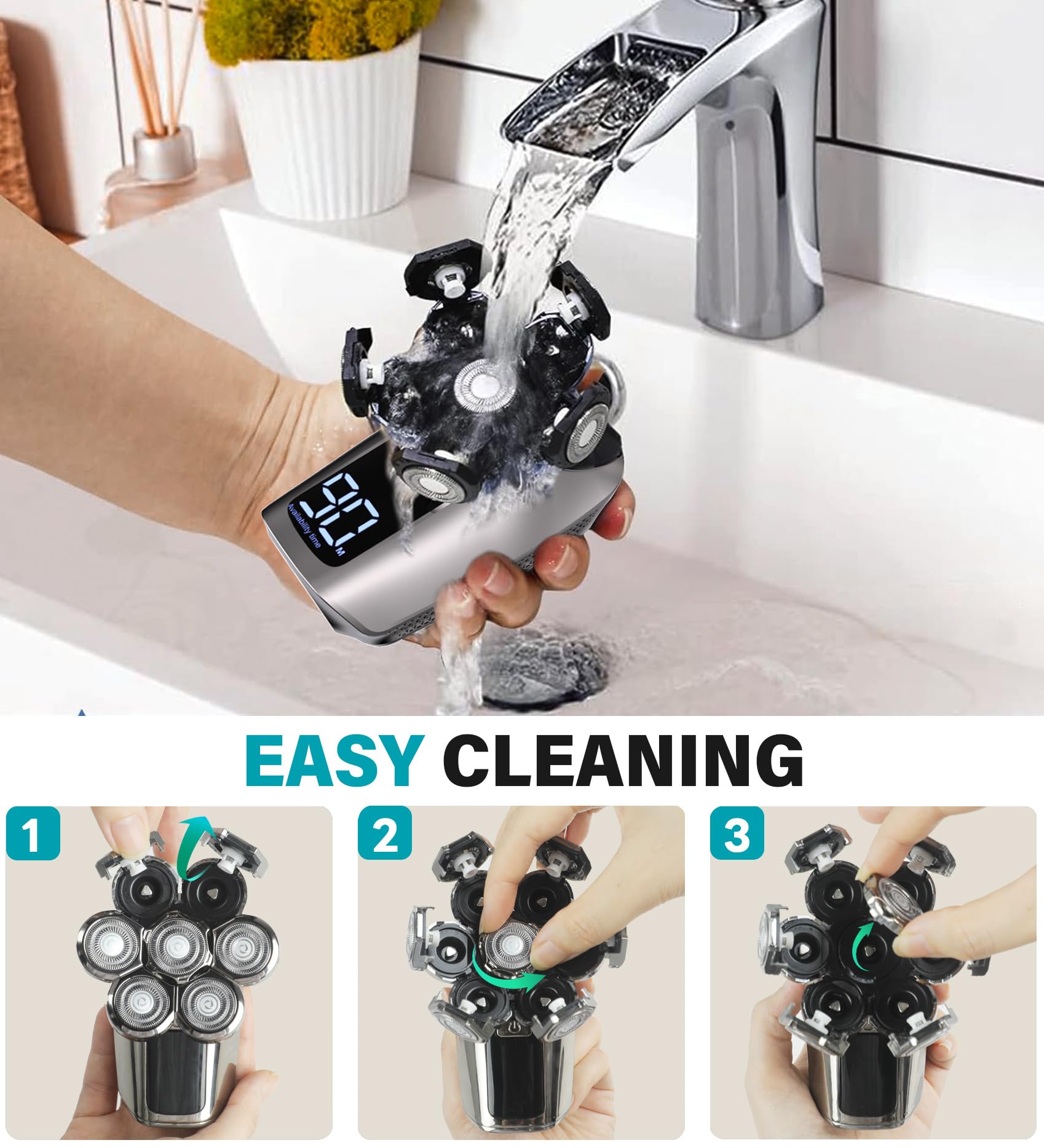 Gisaae IPX7 waterproof shavers allow wet or dry use in shower.