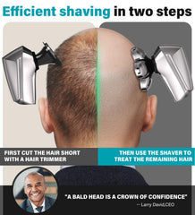 Gisaae precision head shaver fits the hand for easy reach across face.