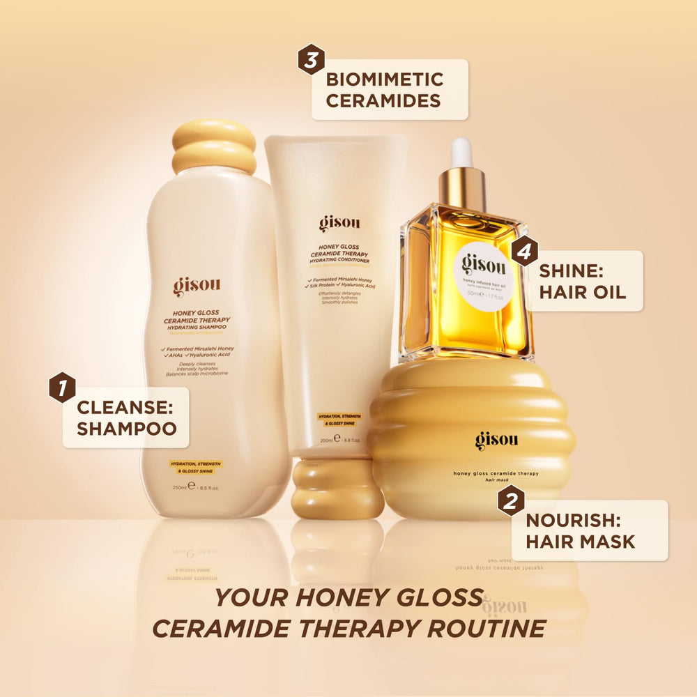Gisou 4-step routine concept with shampoo and conditioner