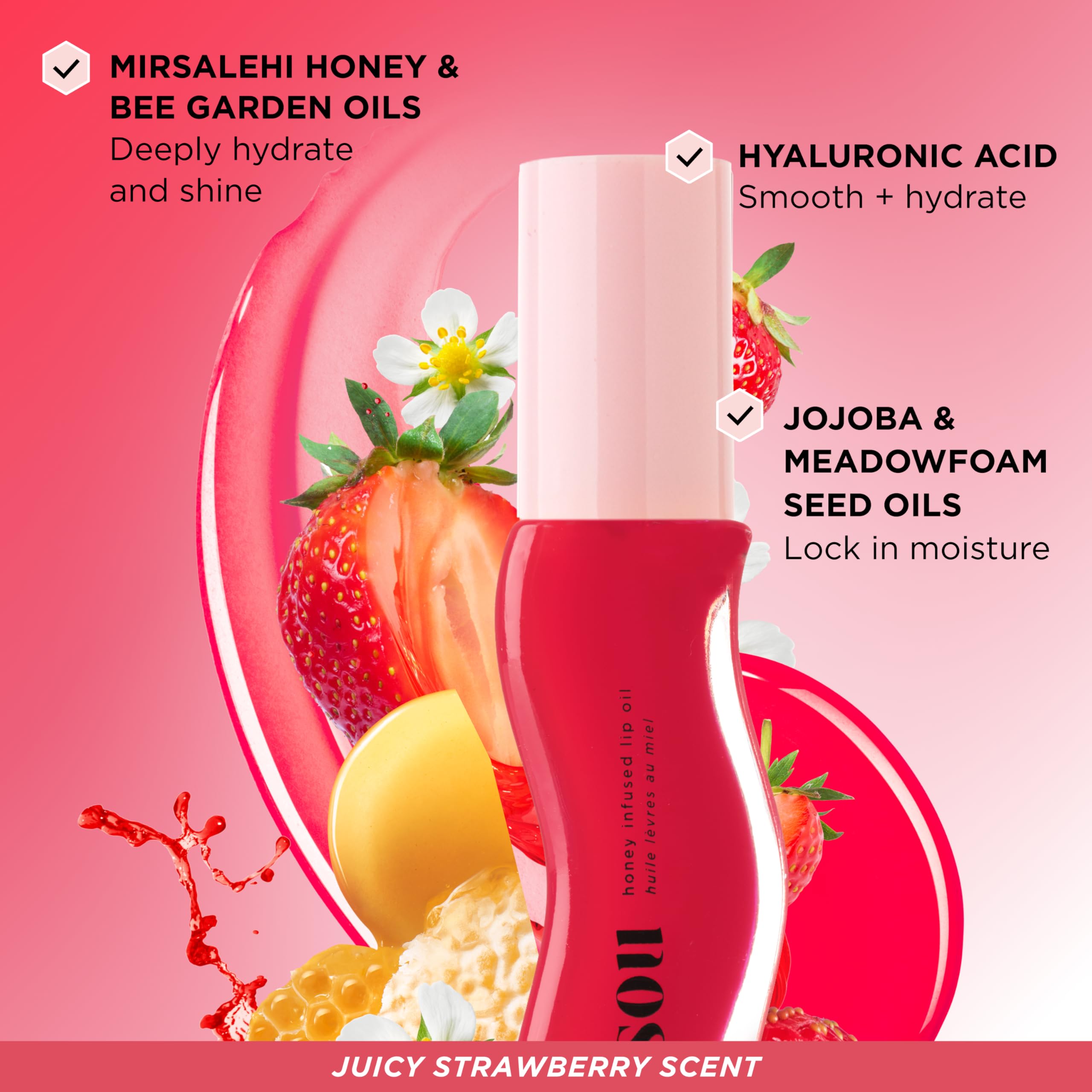 Gisou Bee Garden Oils in formula provide antioxidant hydration for lips.