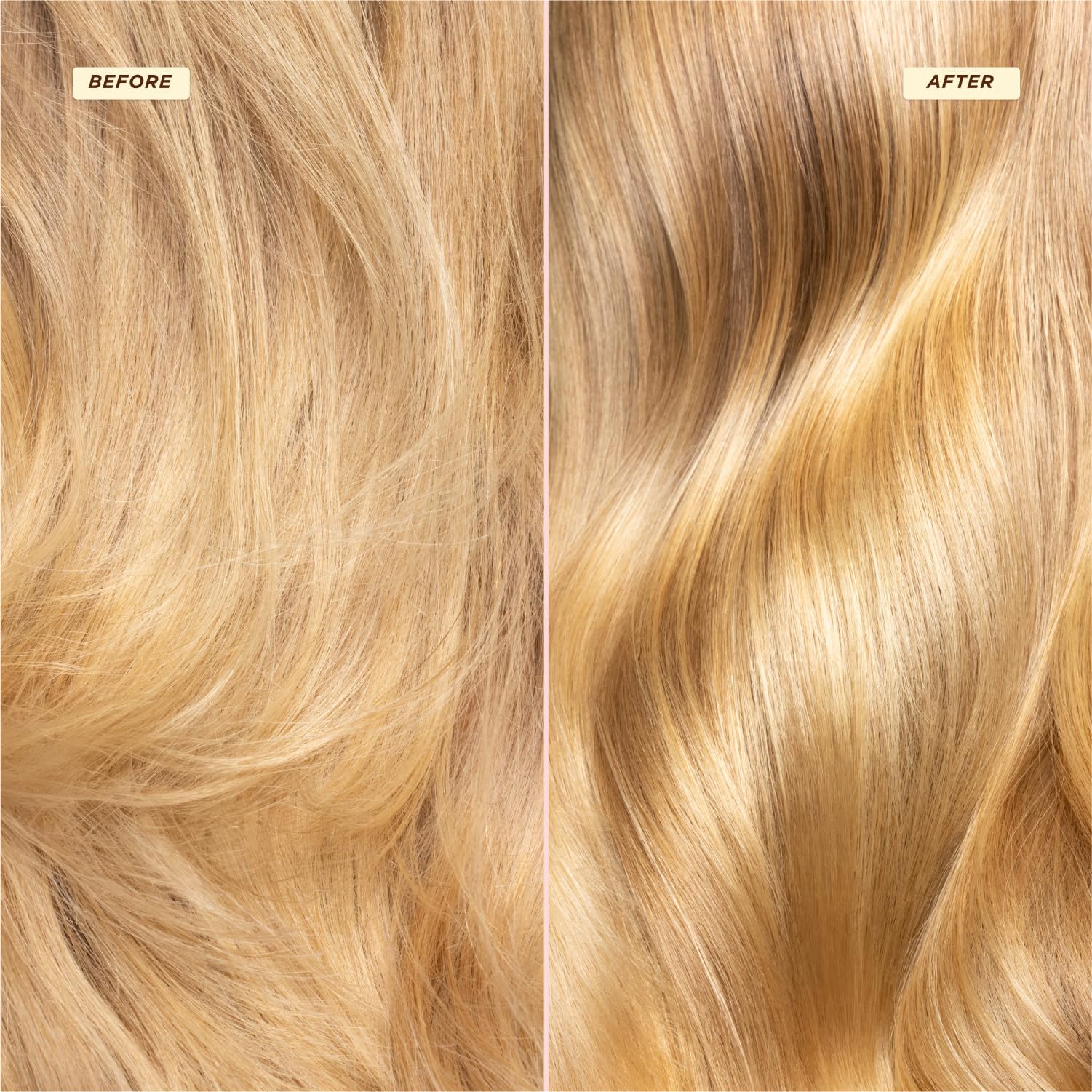 Gisou hair gloss shine shot captures radiant luster on healthy-looking tresses.