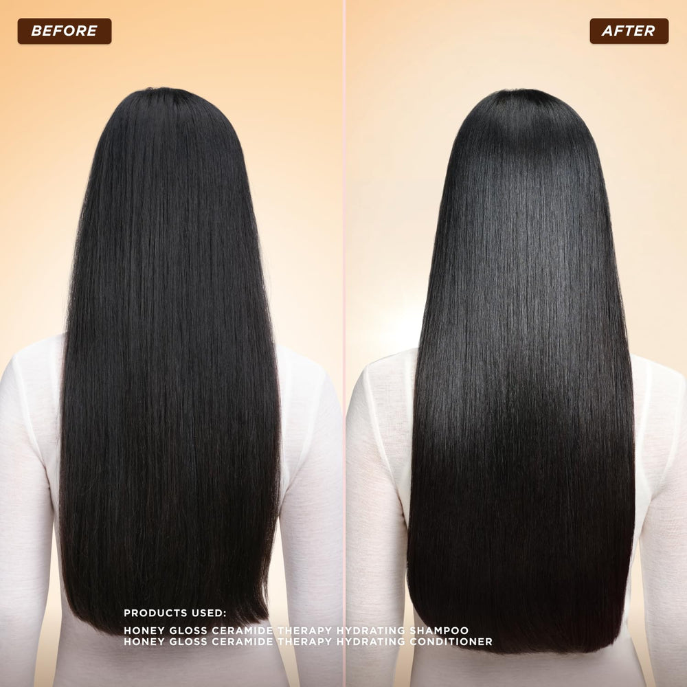 Gisou conditioner emphasizes a glossy finish and lasting hydration for hair.