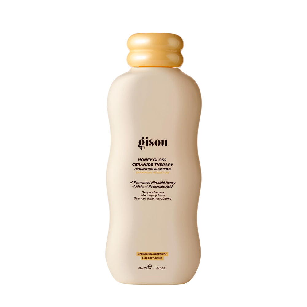 Gisou Honey Gloss Ceramide Therapy Shampoo bottle for lasting hydration and gloss