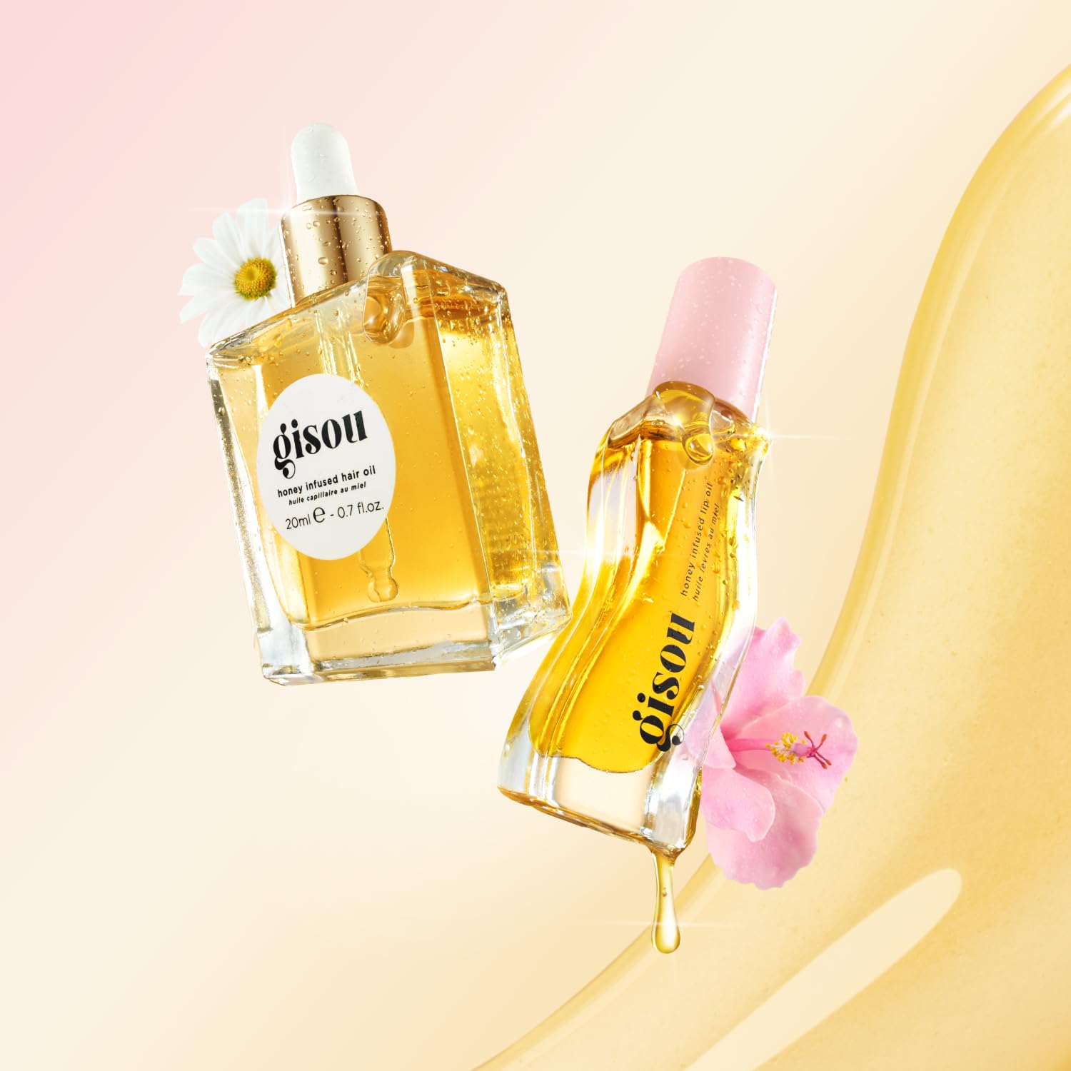 Gisou Lip Oil on lips delivers rich hydration and lasting wear.