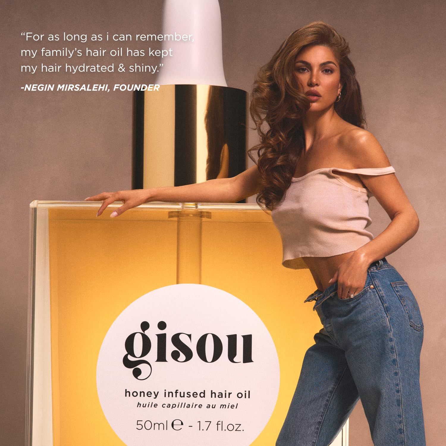 Gisou Honey Infused Hair Oil Mini part of 4-step routine for stronger hydration