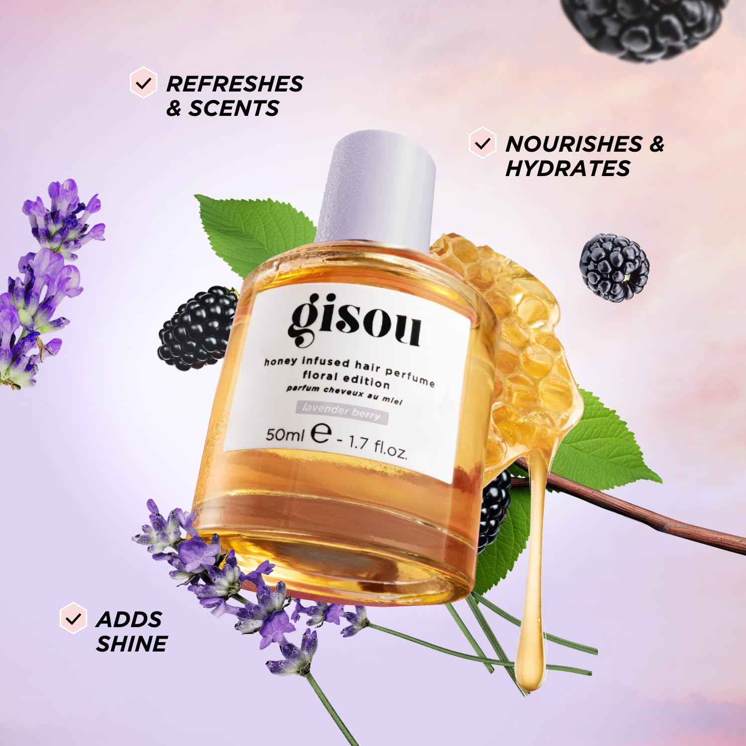 Gisou Honey Infused Hair Perfume Mini Wild Rose scent for romantic fragrance