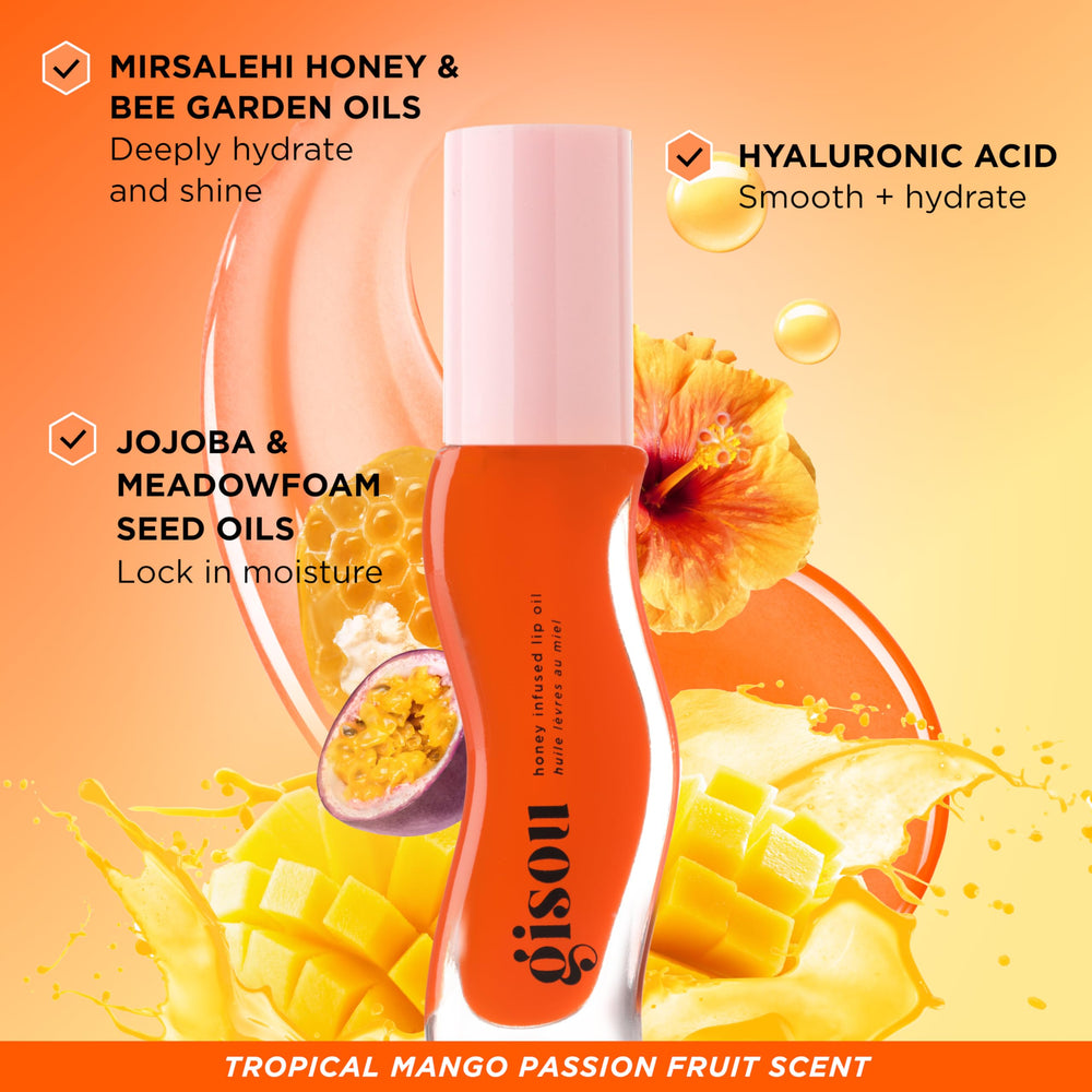 Gisou lip oil with jojoba oil for long-lasting moisture
