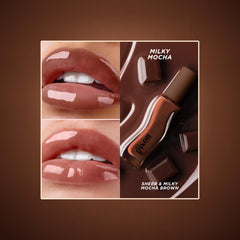 Gisou Honey Infused Lip Oil Mango Passion Punch applying demonstrates smooth application.
