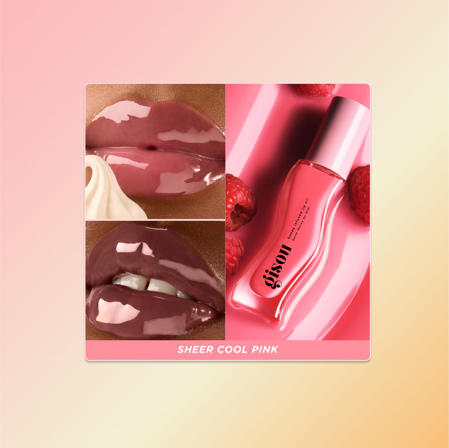 Gisou lip oil dropper applicator showcases smooth glide and glossy finish