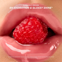 Gisou lip oil swirl on lips demonstrates high-gloss non-sticky shine