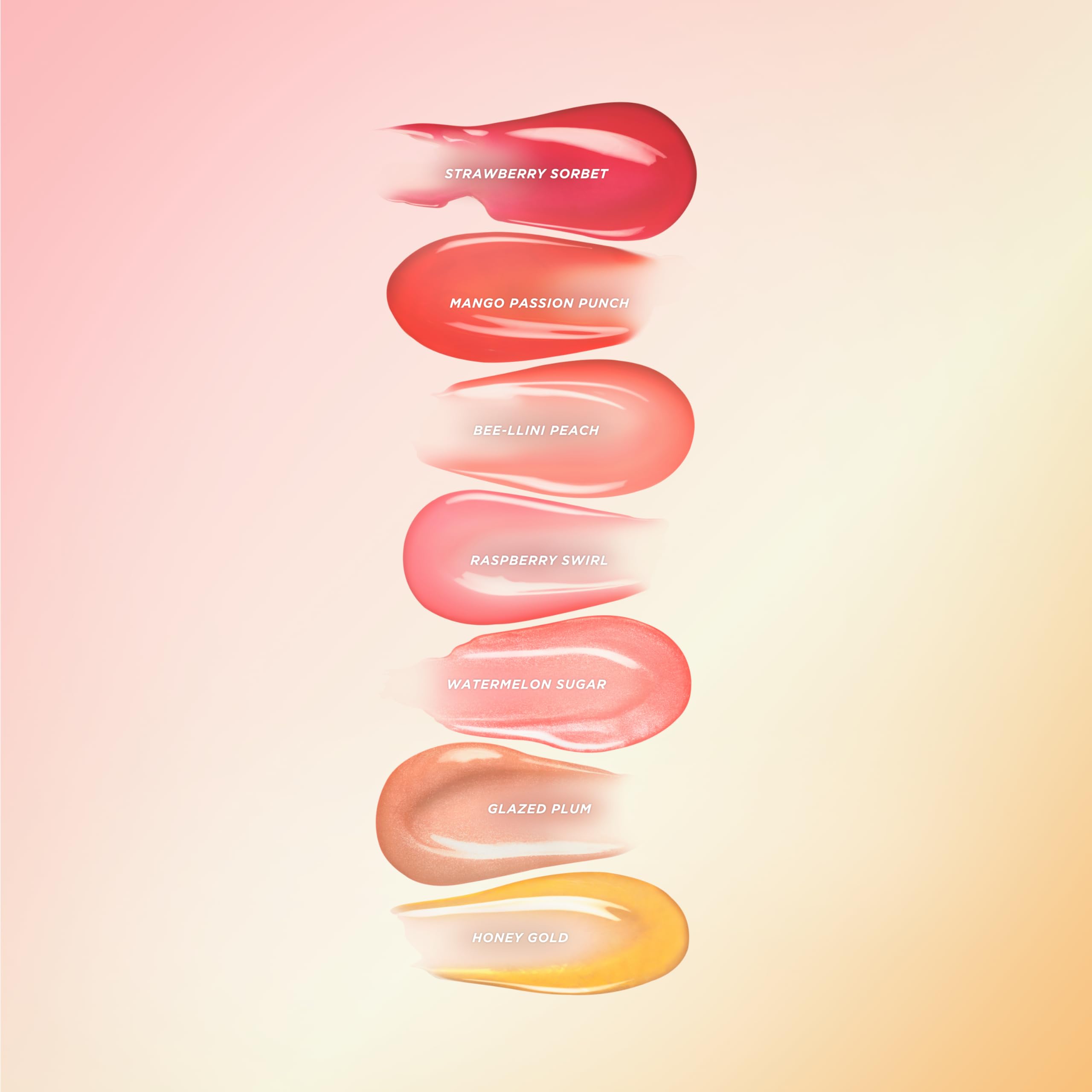 Gisou Honey Infused Lip Oil Watermelon Sugar shade swatch for fresh hydration.