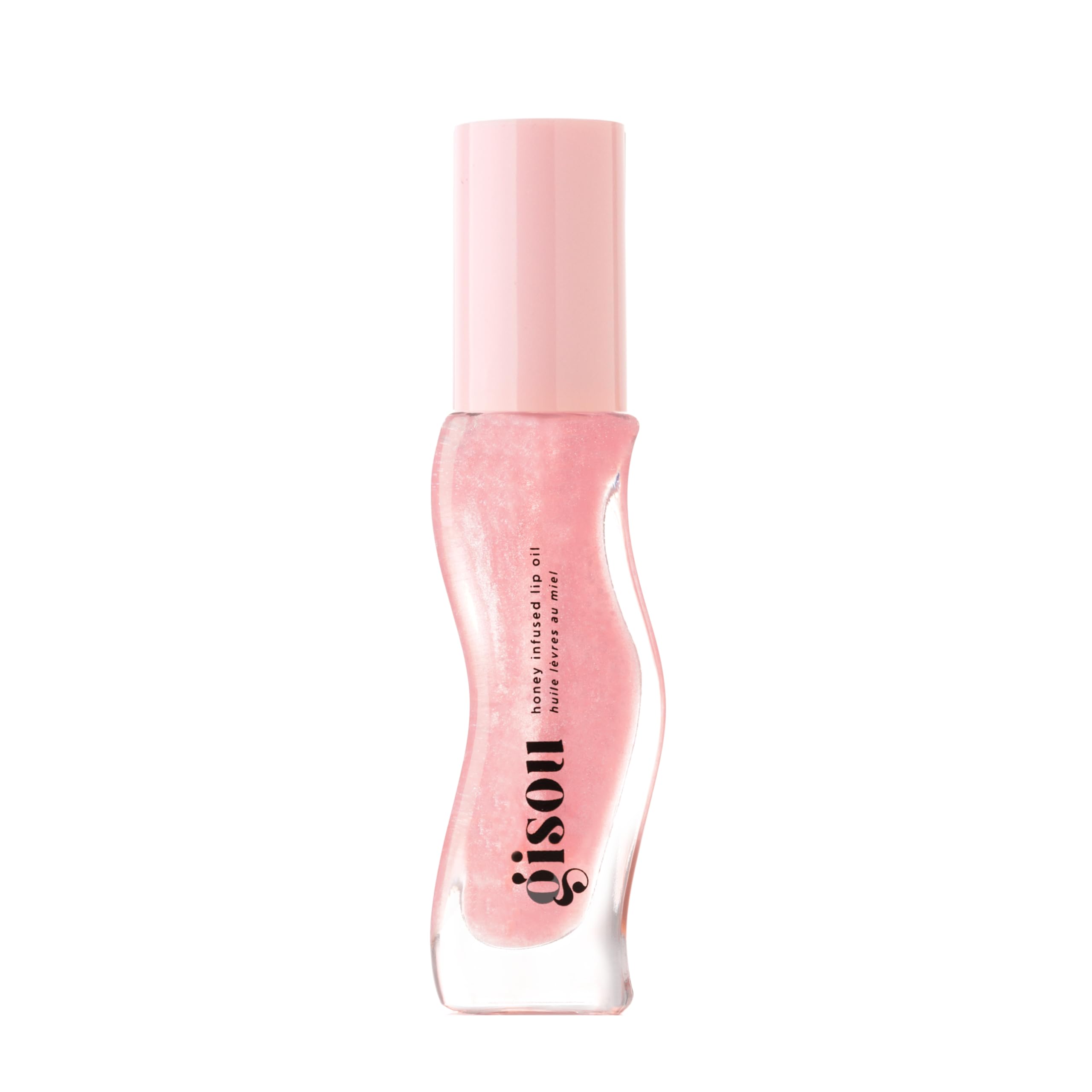 Gisou lip oil Watermelon Sugar bottle shows hydrating glossy finish for dry lips