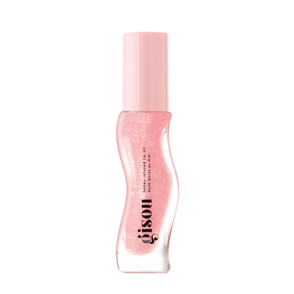 Gisou lip oil Watermelon Sugar bottle shows hydrating glossy finish for dry lips