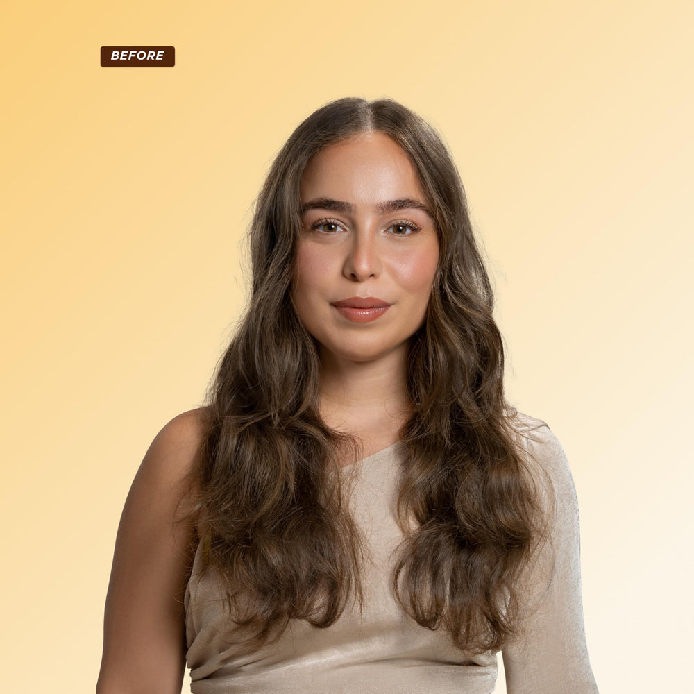 Gisou plant-based keratin on hair provides added strength and elasticity.