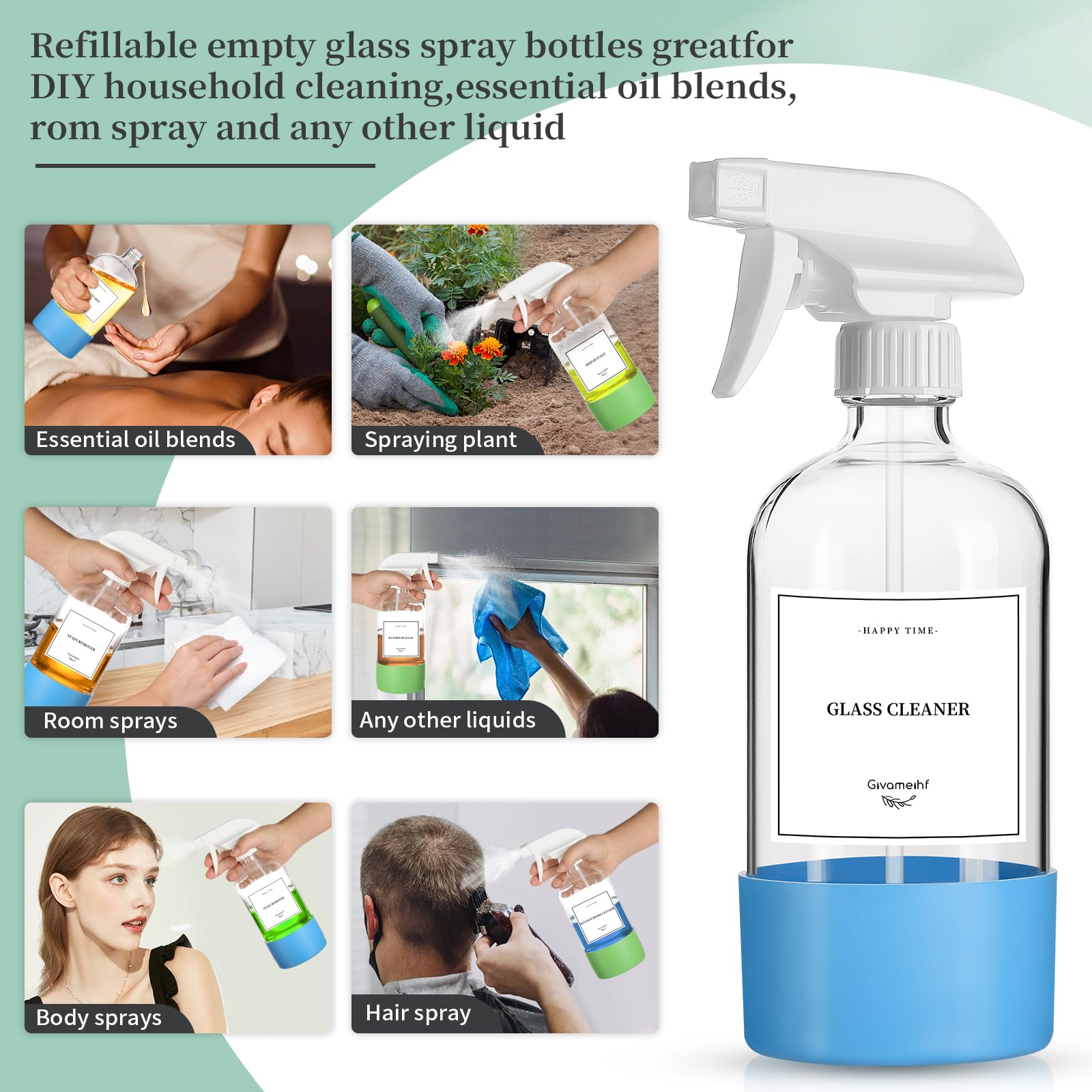 GIVAMEIHF adjustable nozzle shows full mist, directional spray, and off modes for versatility