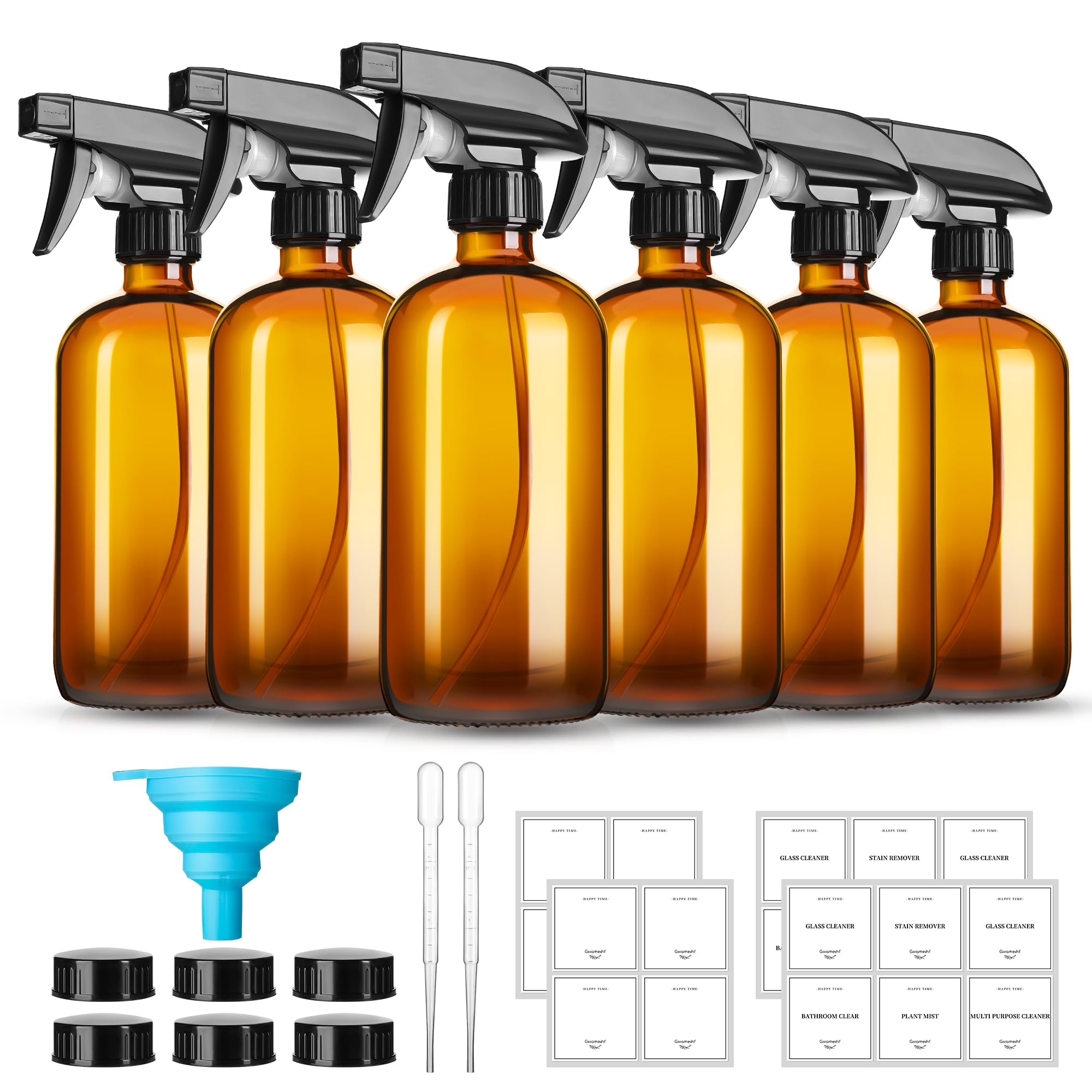 GIVAMEIHF 16oz amber glass spray bottles protect light-sensitive liquids with refillable design