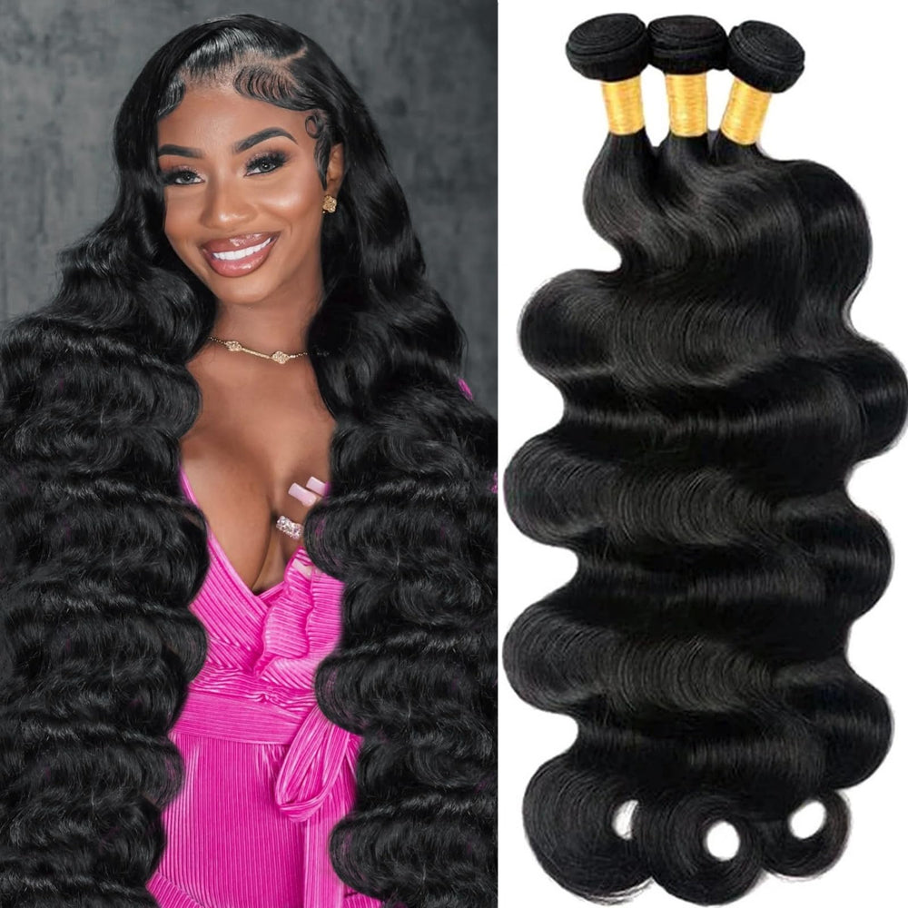 GIVEAMBW 18-inch body wave bundles close-up showing natural softness for easy blending