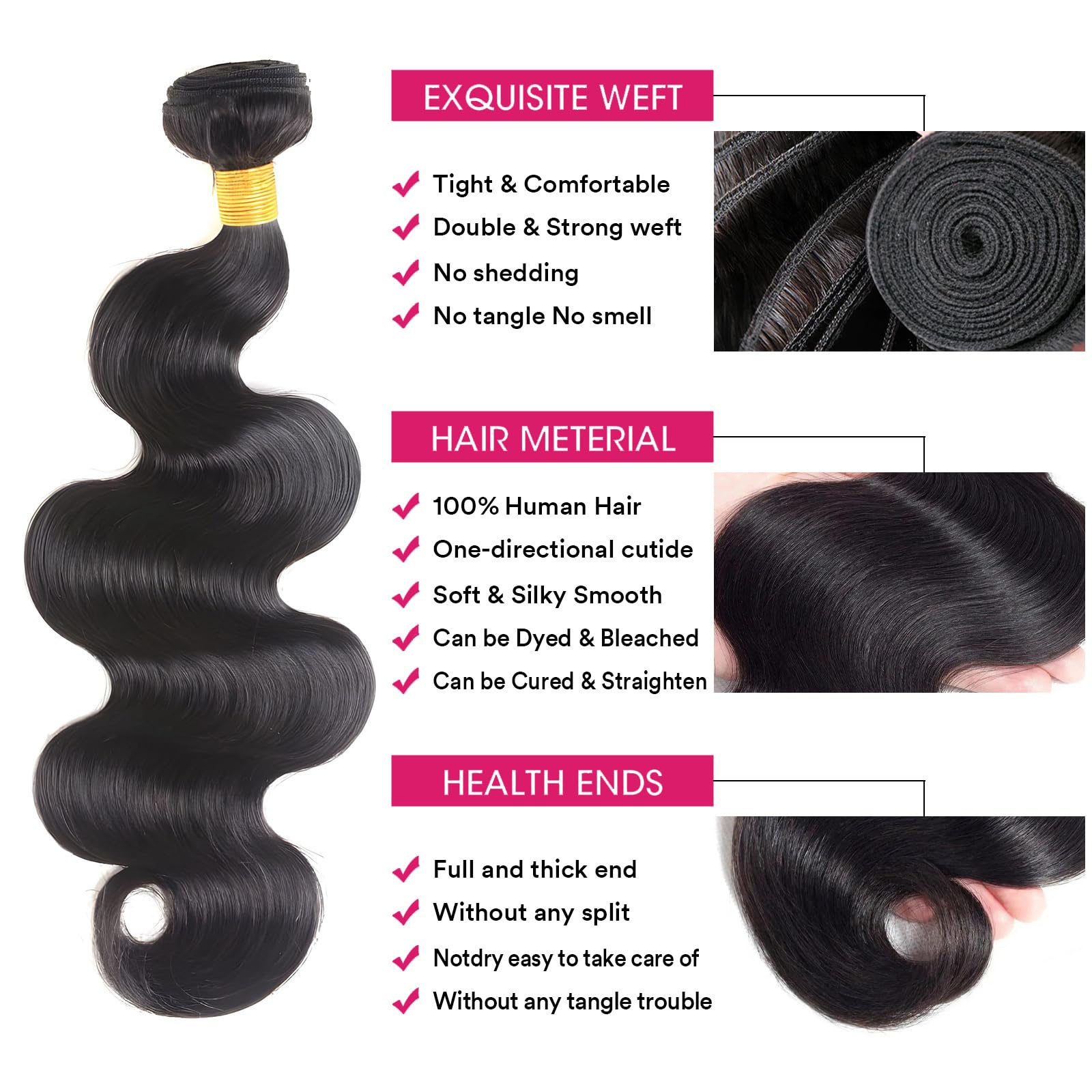 GIVEAMBW 20-inch body wave bundles weft close-up highlighting full-bodied volume
