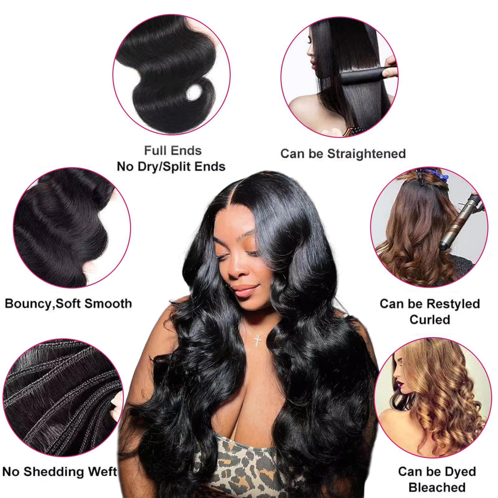 GIVEAMBW three-bundle set worn as weave demonstration for versatility