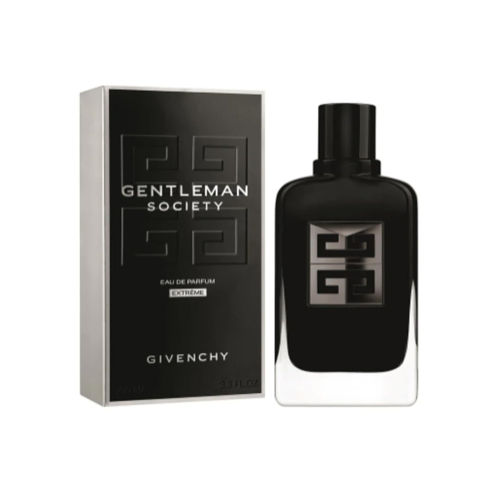 Givenchy Gentleman Society Extreme bottle, bold woody-spicy fragrance for evening wear.