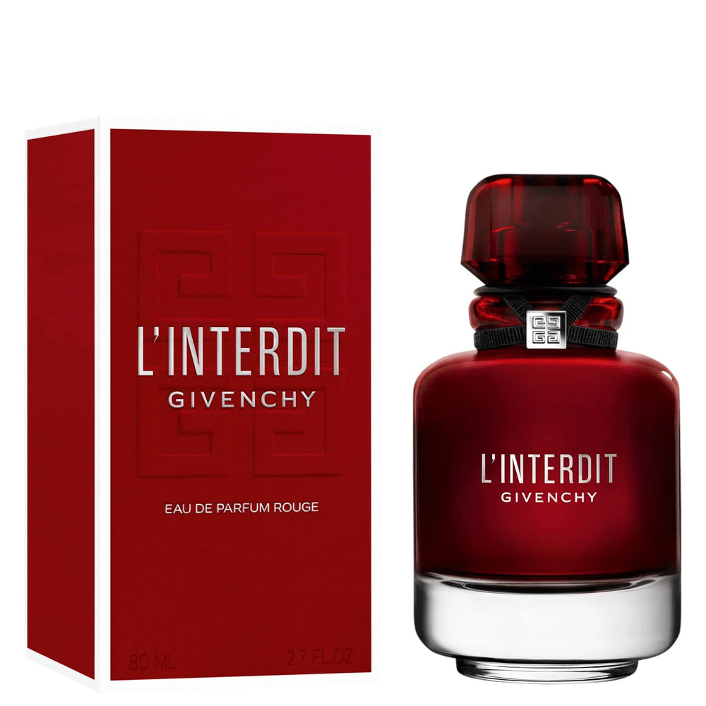 Givenchy L’Interdit Rouge outer-packaging emphasizes the rich red mood.