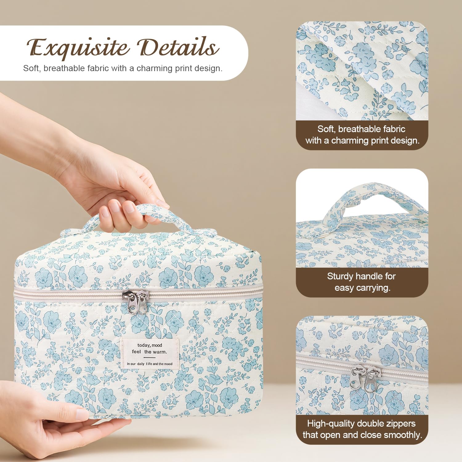 Givurao makeup brush bag zipper design closeup emphasizes easy access and secure closure