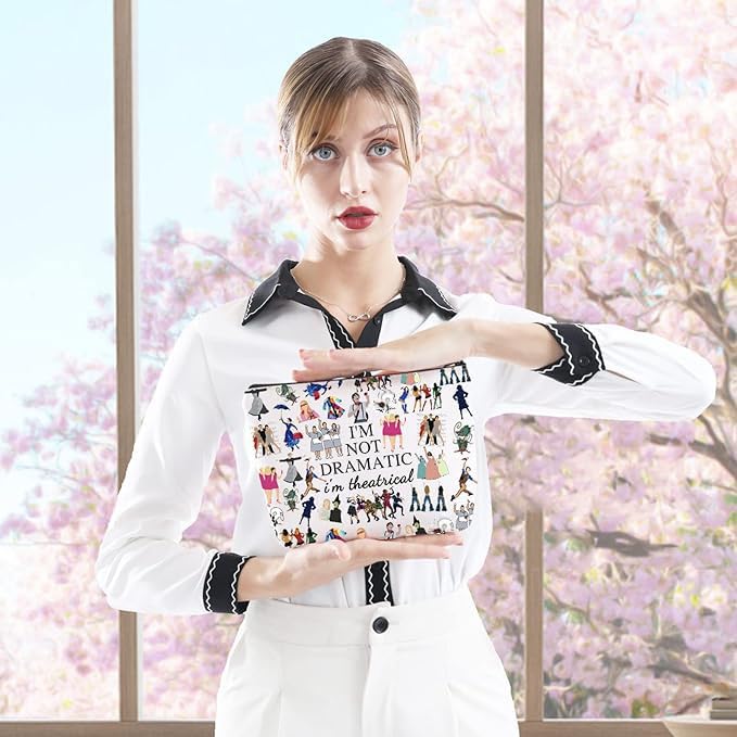 GJTIM 3D-printed script pattern cosmetic bag adds personality while organizing items.