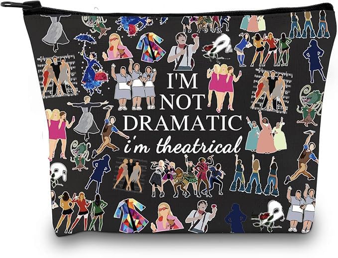 GJTIM I'm Not Dramatic makeup bag front view shows portable canvas design for daily use