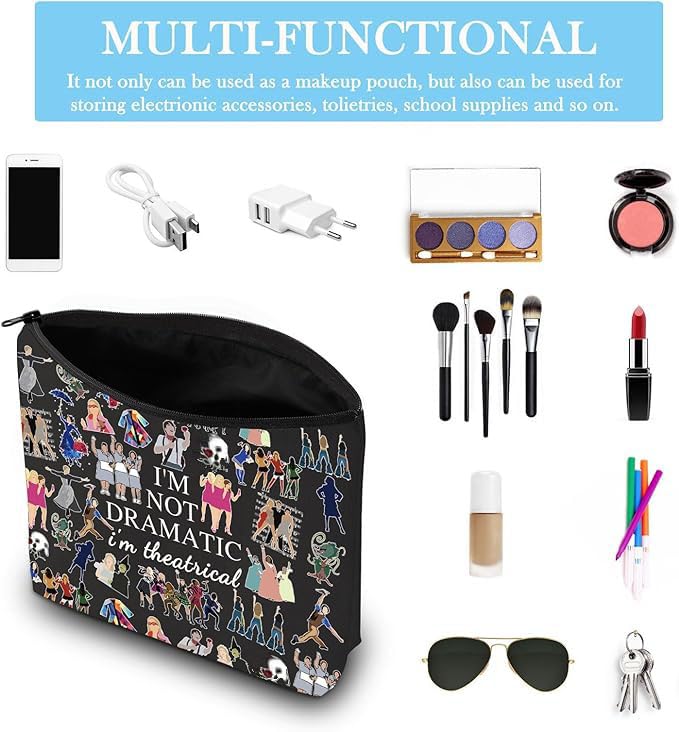 GJTIM Theatrical Black makeup bag open layout reveals organized compartments