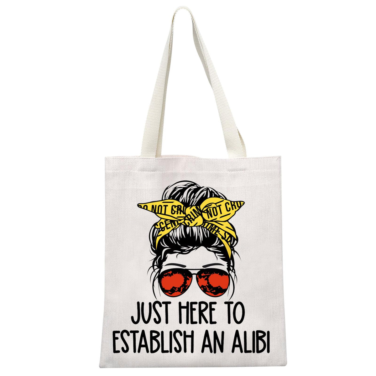 GJTIM true crime makeup bag front view, portable alibi tote for fans.