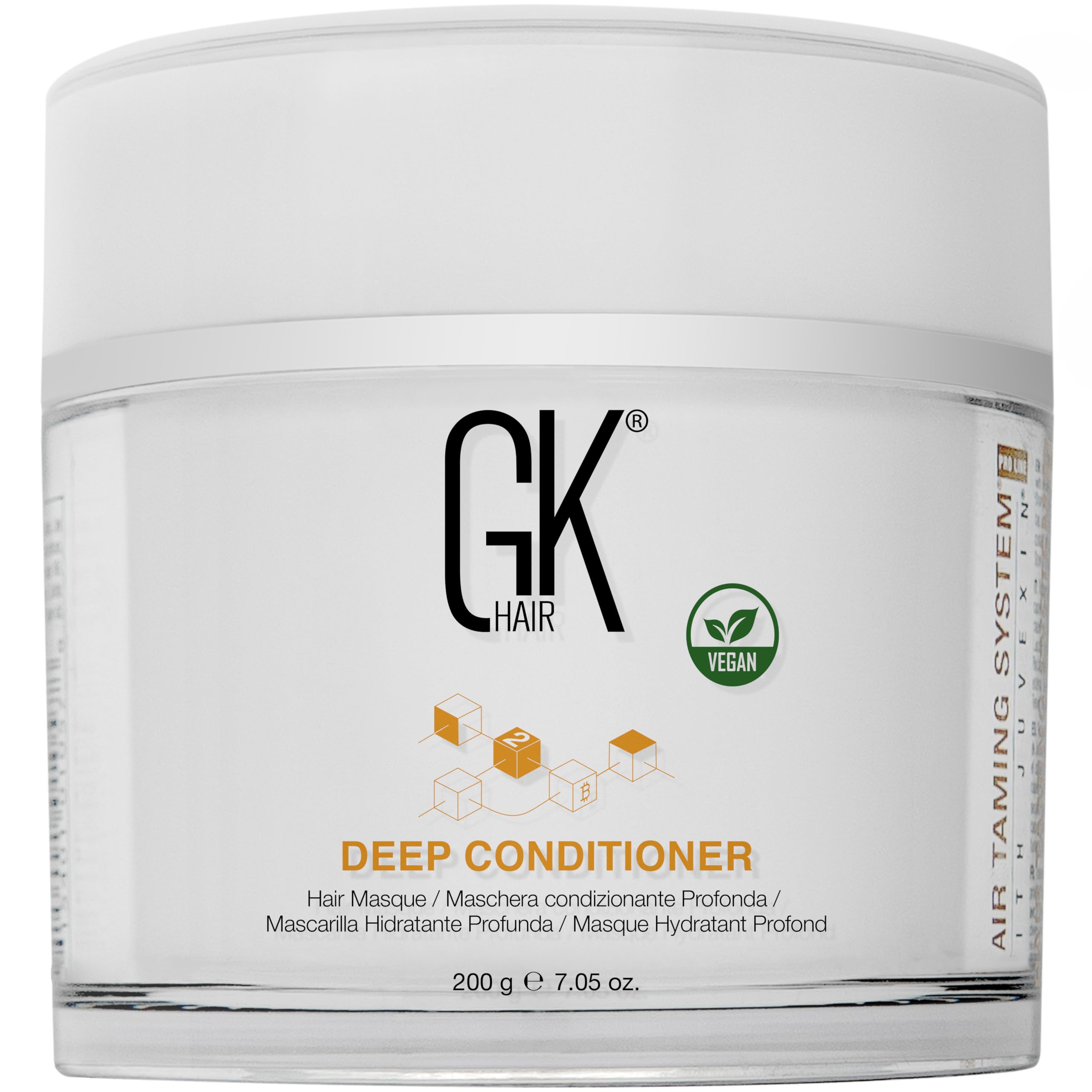 GK HAIR Global Keratin Deep Conditioner Masque bottle for intense hydration.