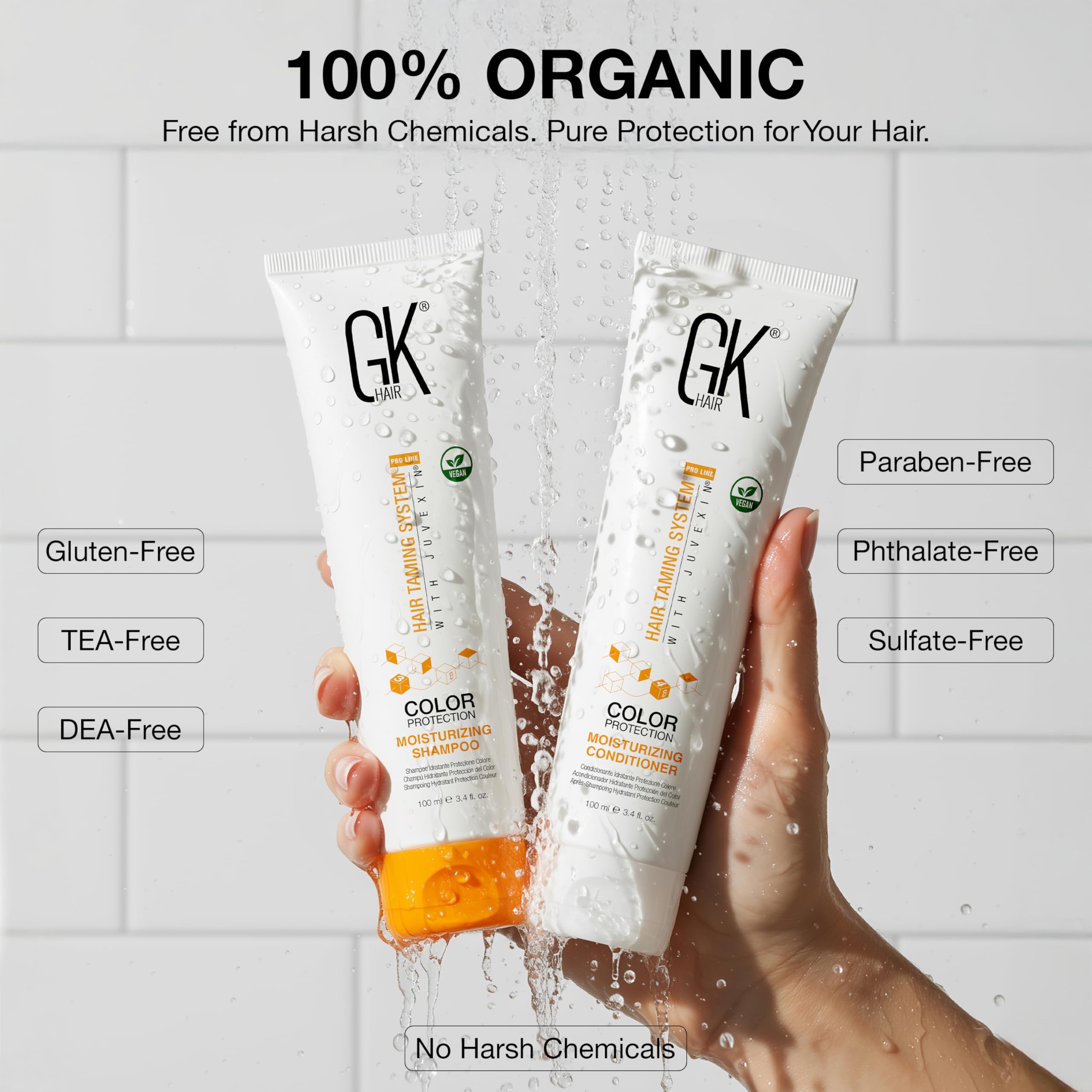 GK HAIR keratin and argan oil blend for frizz control.