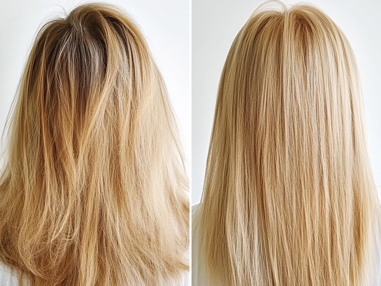 GK Hair Bombshell Cream applied to blonde hair for brassy neutralization and shine.