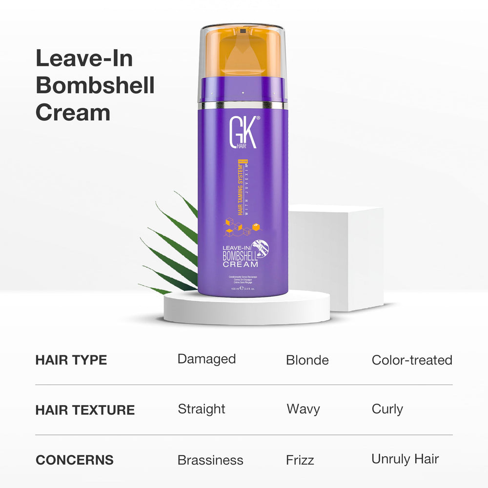 GK Hair Bombshell Cream massaged through wet hair for smooth, hydrated strands.