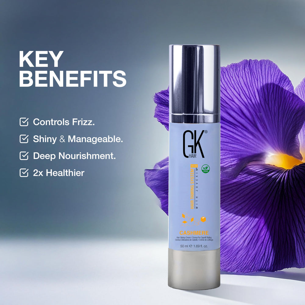 GK HAIR Cashmere hair cream application tube ready for daily styling and hydration.