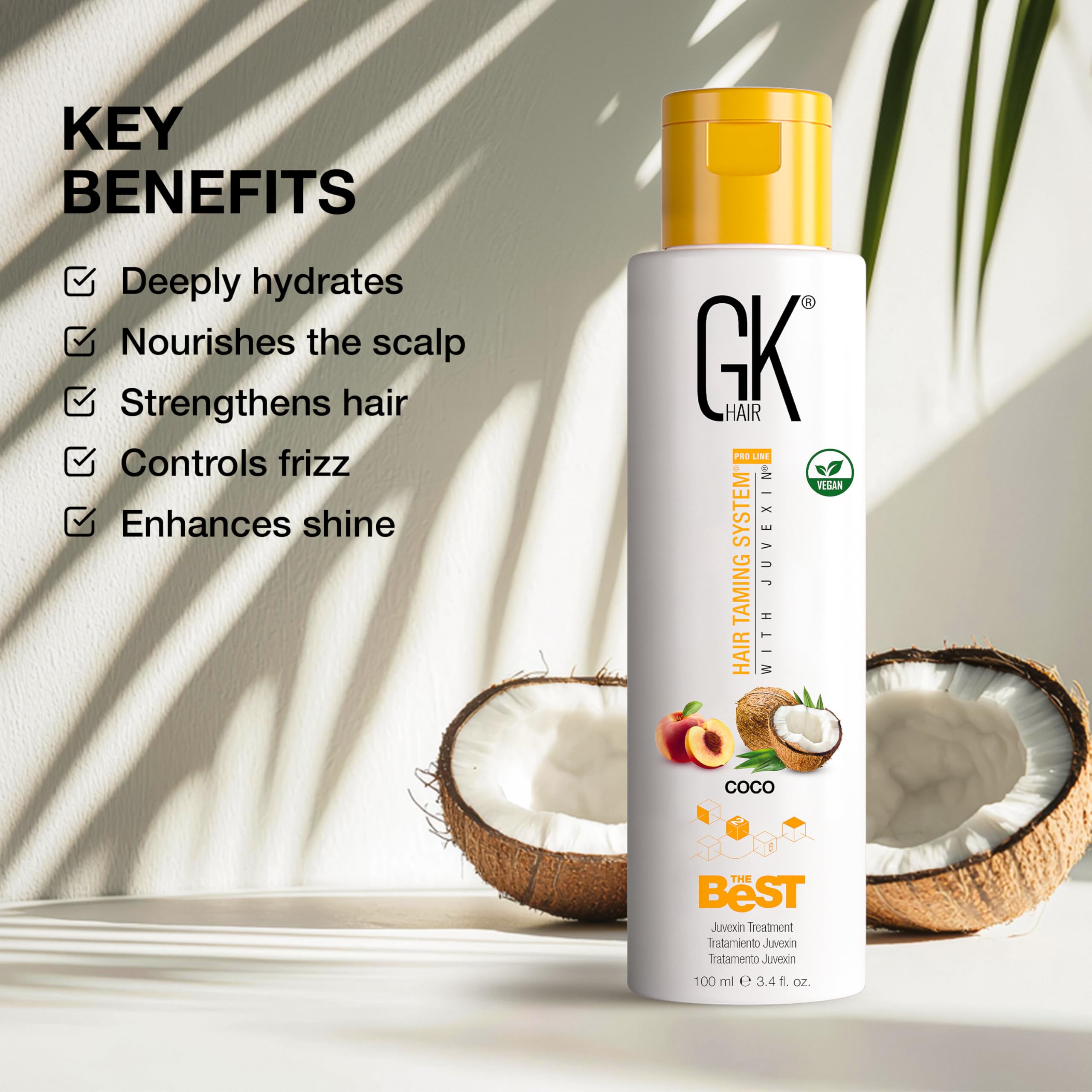 GK Hair COCO smoothing hair strands after treatment show silky softness