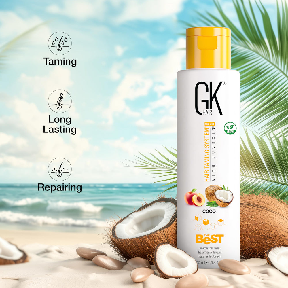 GK Hair COCO smoothing packaging box and bottle together
