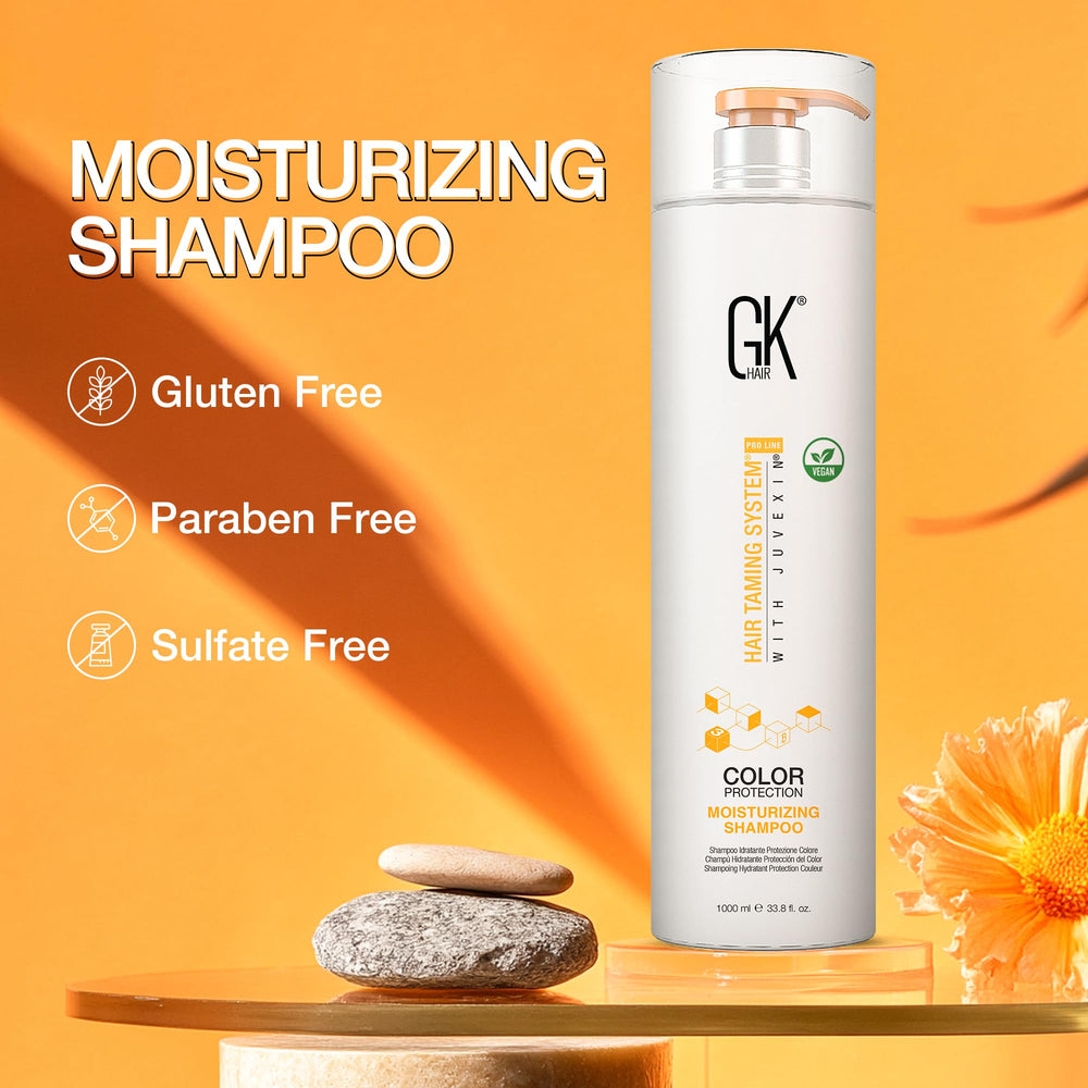 GK HAIR color protection close-up preserving vibrancy after washing.