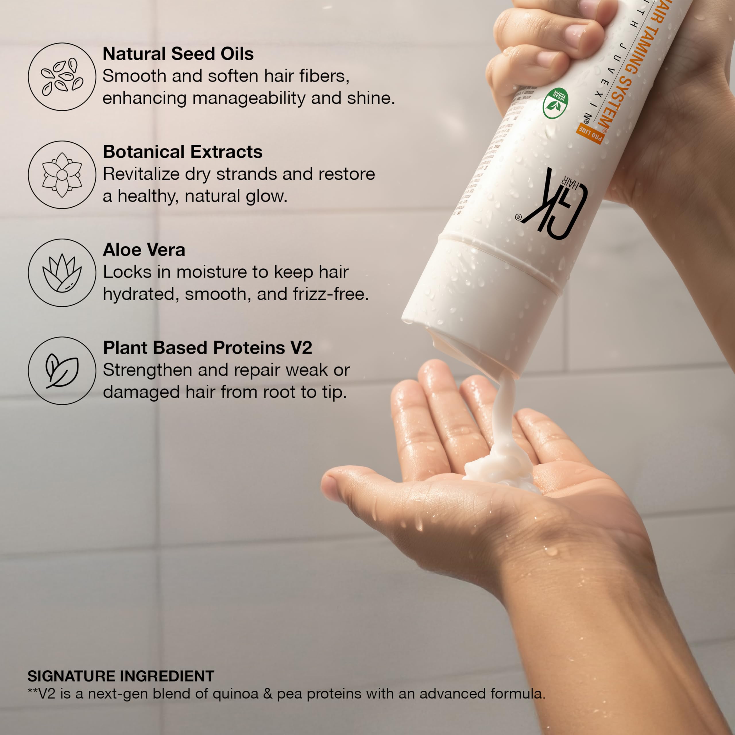 GK HAIR hair close-up shows smooth strands after wash