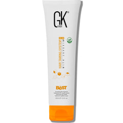 GK Hair keratin treatment bottle pump for easy frizz-control application.