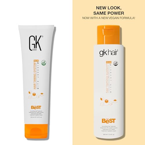 GK Hair keratin treatment jar emphasizing deep conditioning formula for dry hair.