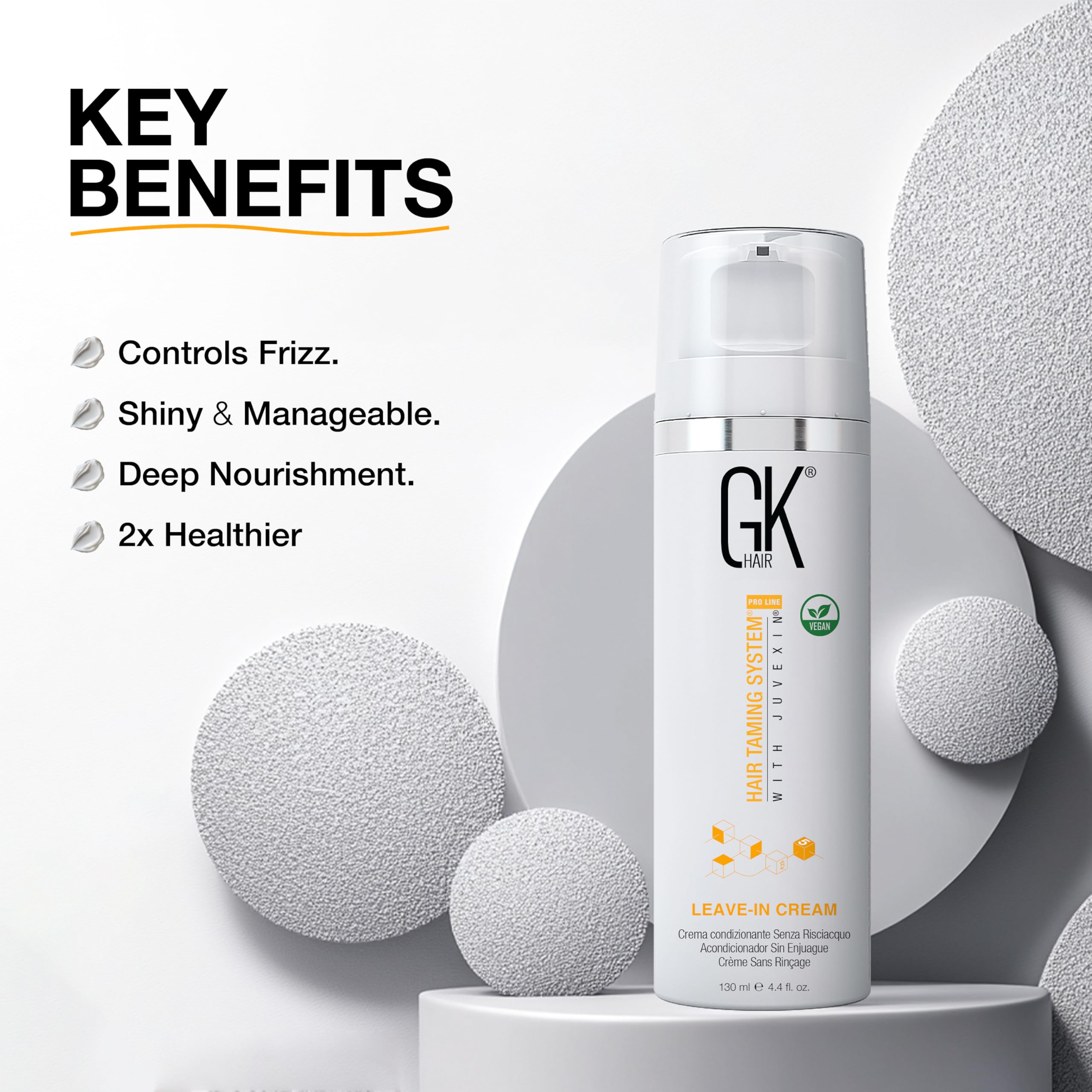 GK HAIR before-swimming use illustration emphasizing protective benefits for hair.