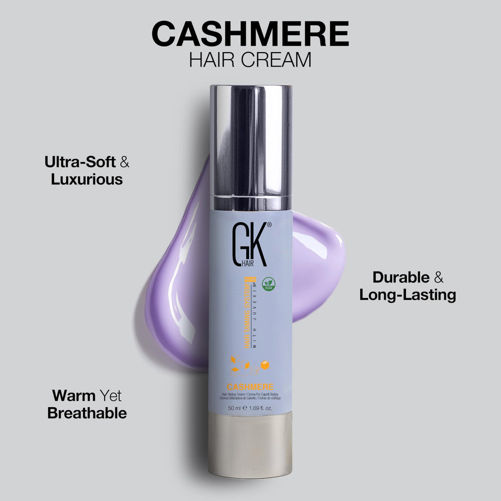 GK HAIR no-silicone-sulfates-parabens claim on packaging with clean formula.